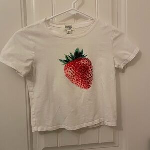 White Kids T-Shirt with Strawberry Graphic